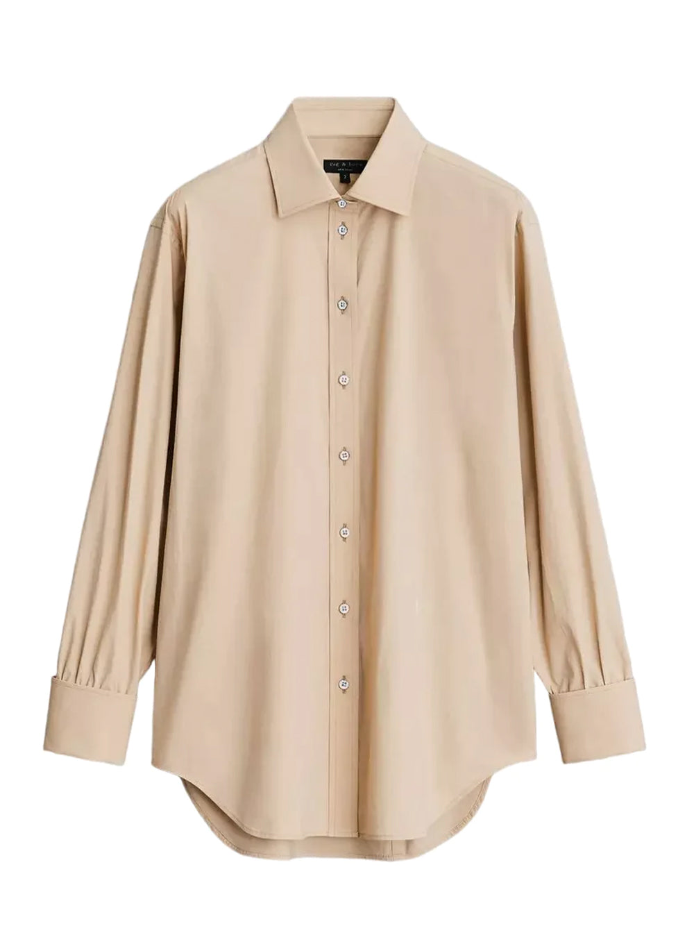 Diana Cotton Poplin Button Down Shirt (Light Khaki)