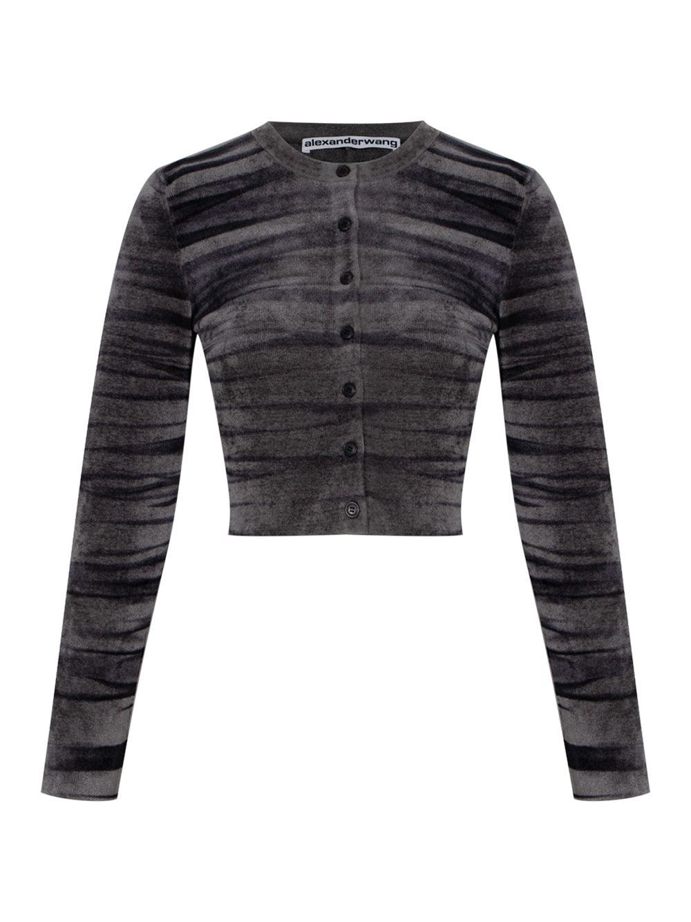 Digital Animal Print Crewneck Cardigan (Dark Grey)