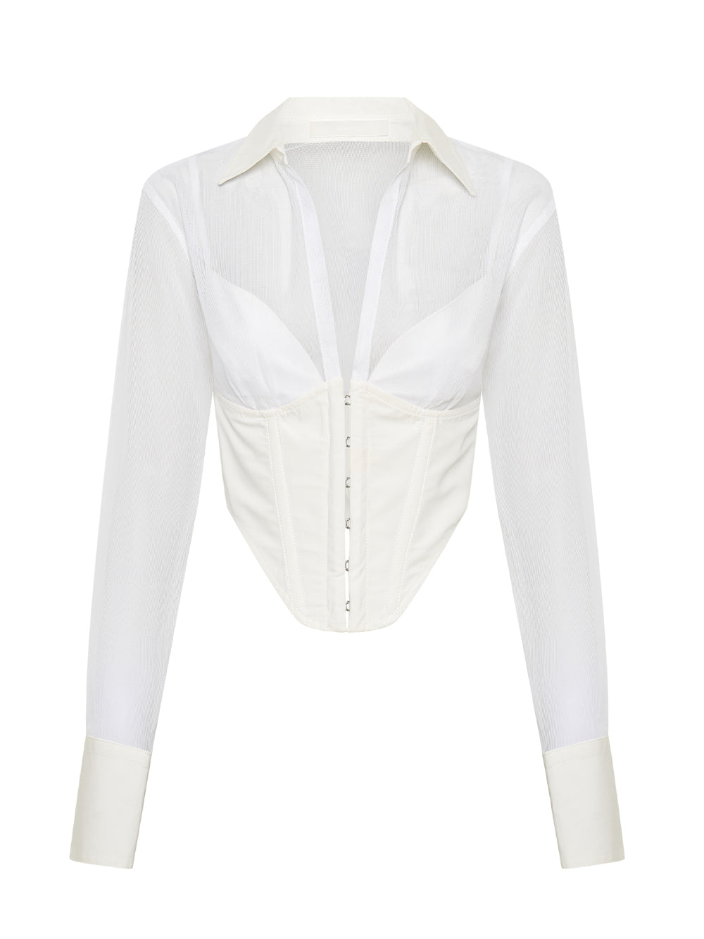 Grid Corset Shirt (White)