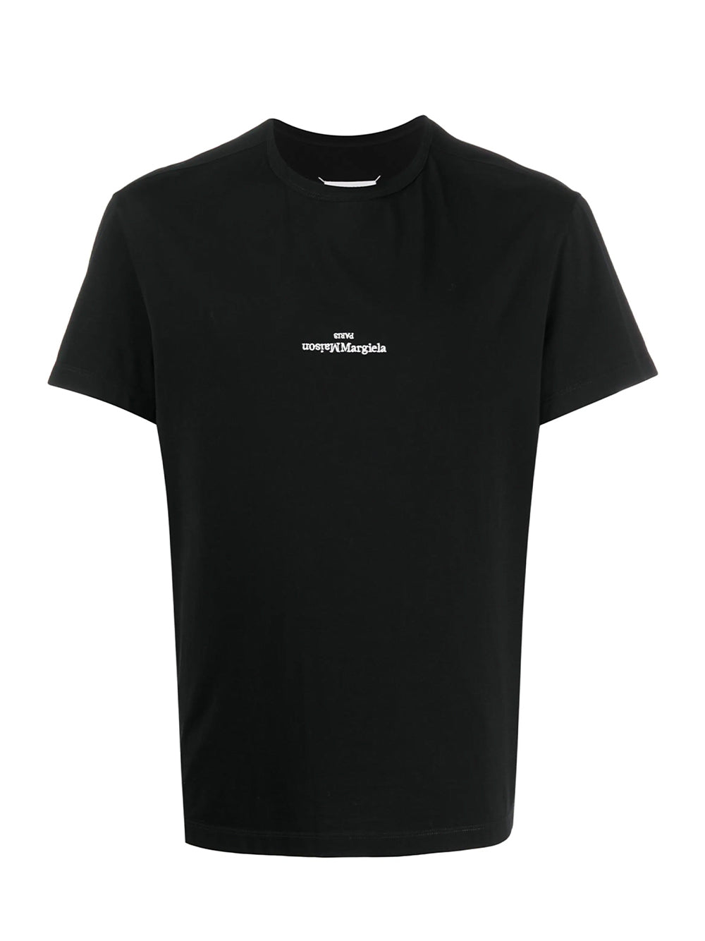 Distorted-Logo Cotton T-Shirt (Black/White Embroidery)