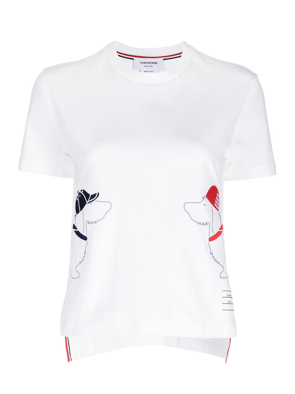 Dog-Embroidered Cotton T-Shirt (White)