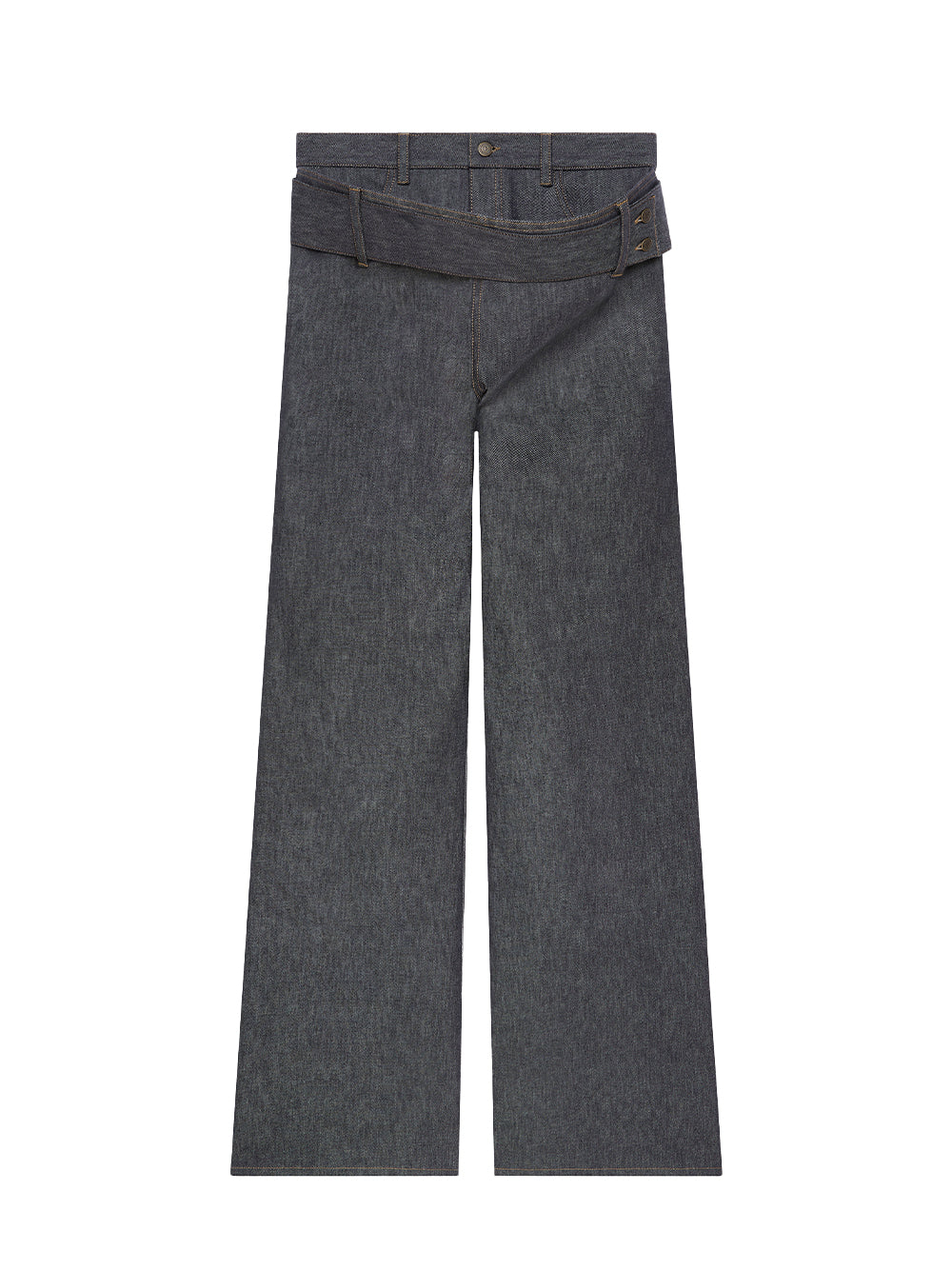 Double Belt Denim Baggy Pants (Dark Heather)