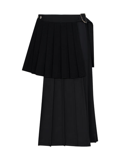 Double Pleated Wrap Skirt (Black)