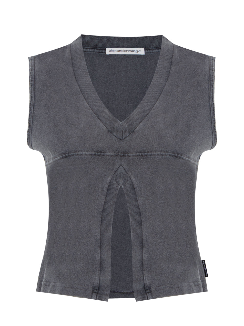 Double V-Neck Tank Top (Faded Black)