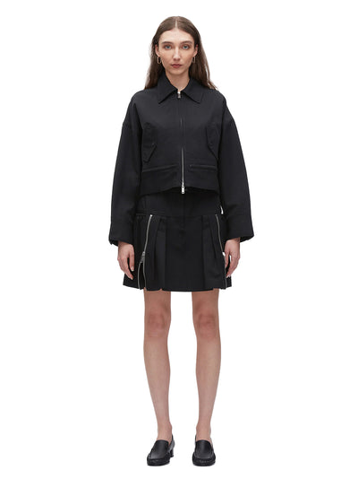 Double Zip Utility Cropped Jacket (Black)