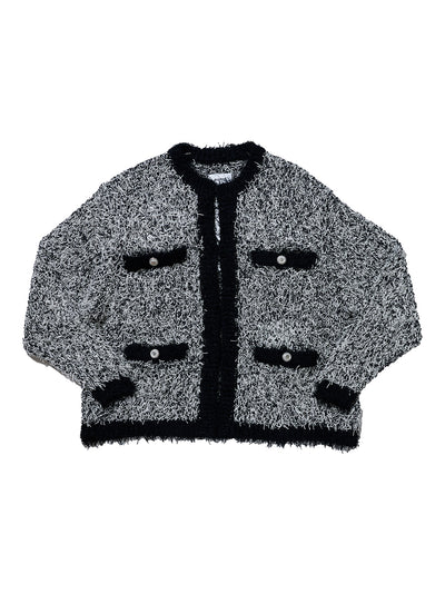 Tweed Knit Cardigan (Black)