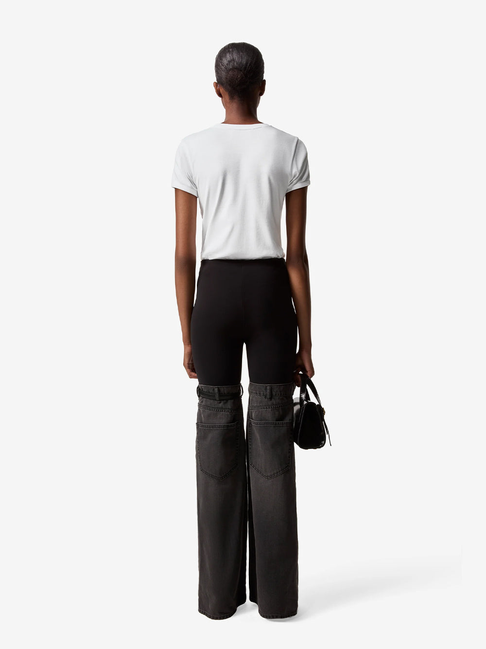 Draped-Detail Tailored Trousers (Black/Grey)