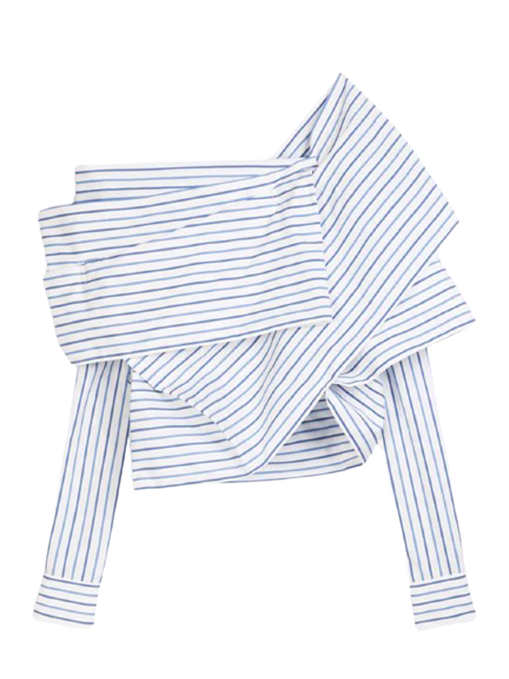 Draped Cotton Shirt (Light Blue)