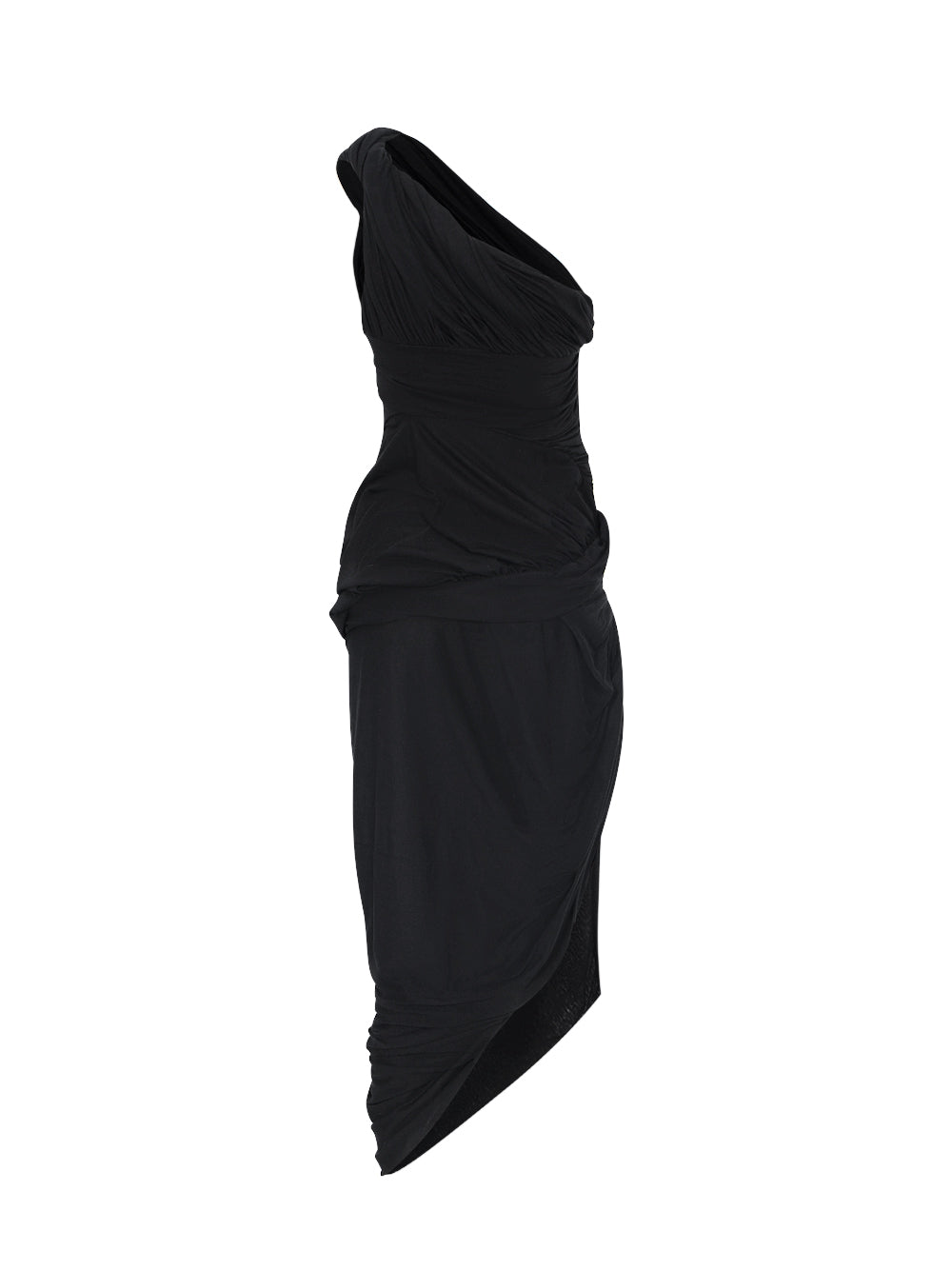 Draped Midi Dress (Black)