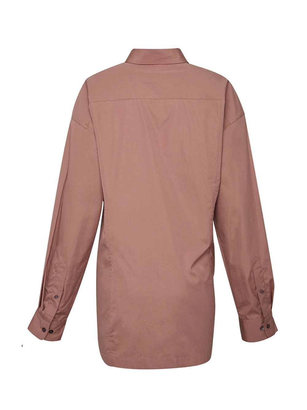 Draped Pin Cotton Popeline Shirt (Old Rose)