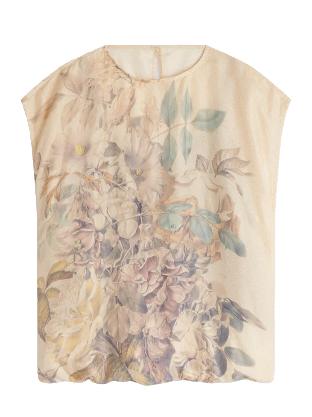 Printed Silk Top (Ecru)