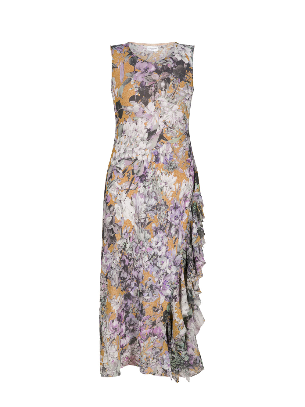 Ruffle Silk Dress (Beige)