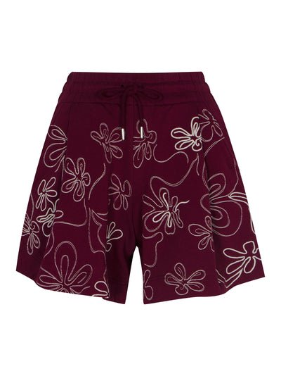 Hadio Embroidered Shorts (Burgundy)
