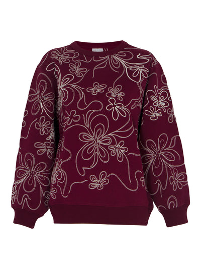 Haxti Embroidered Crewneck Sweater (Burgundy)