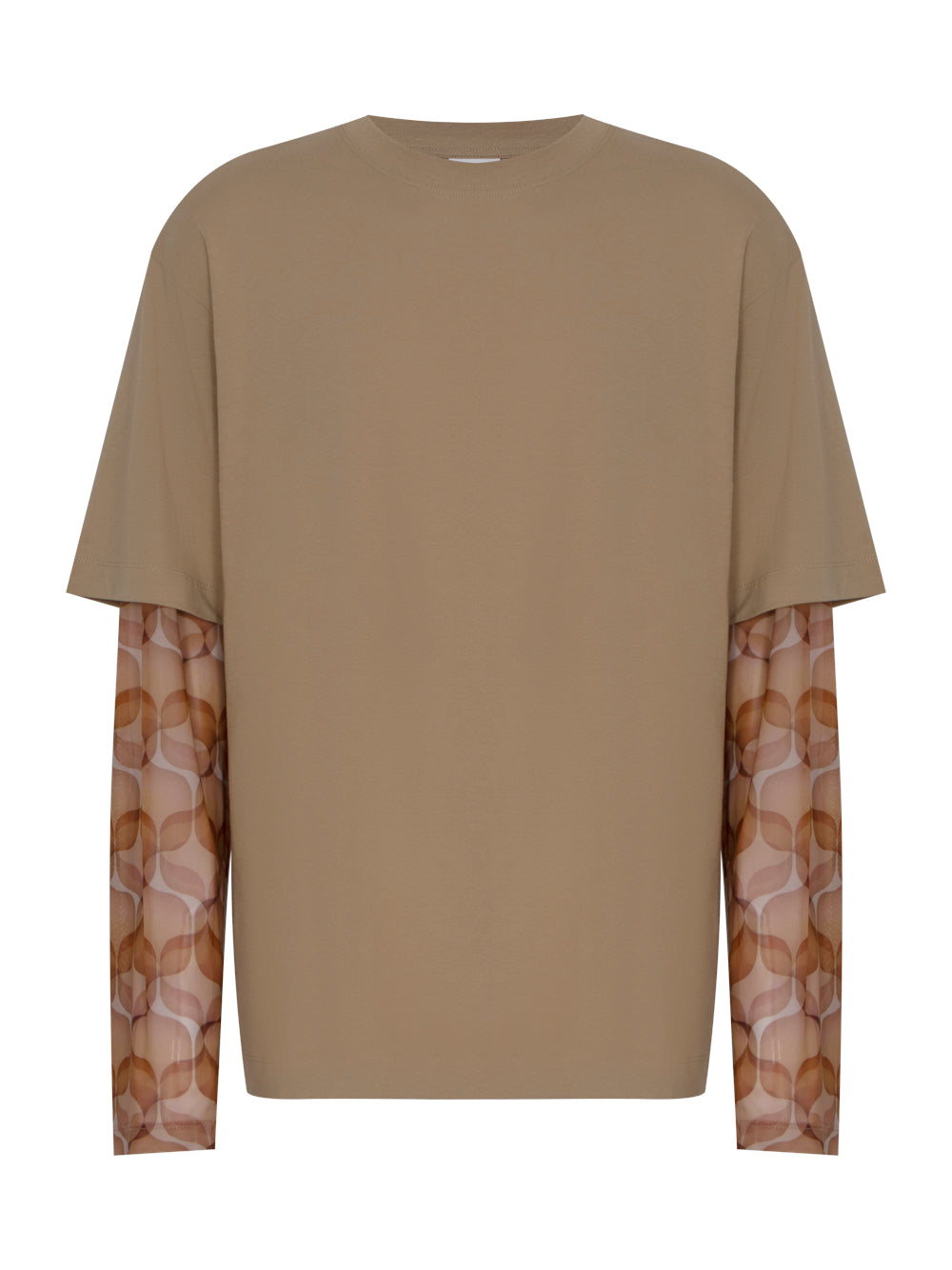 Hemal T-Shirt With Insert Mesh Print Long Sleeves (Camel)