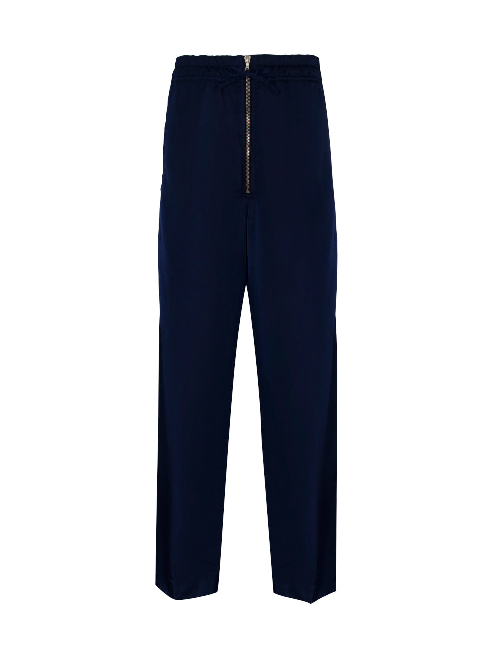 Primo Loose Fit Pants, Full Leg With Visible Mid Front Zip And Front Patch Pockets Garment Dyed (Blue)