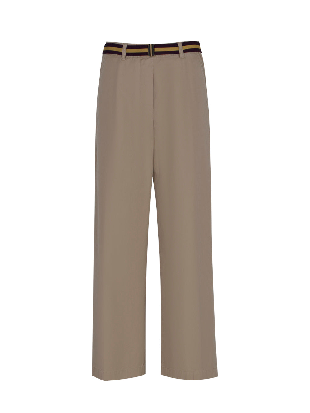 Pulian Belted Straight-Leg Pants (Beige)