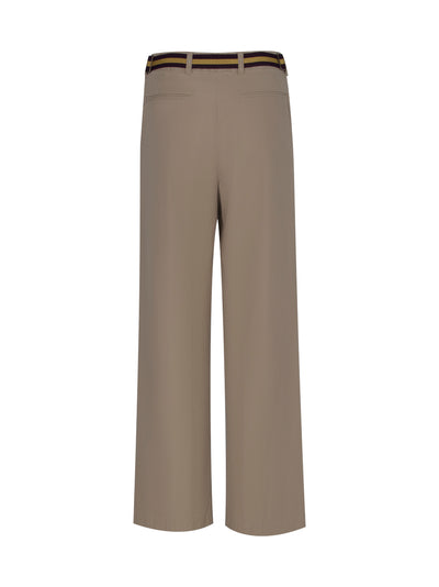 Pulian Belted Straight-Leg Pants (Beige)