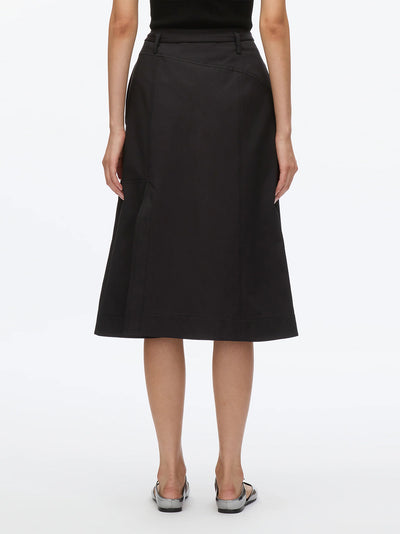 Utility Skirt with Zip Chiffon Godet Black