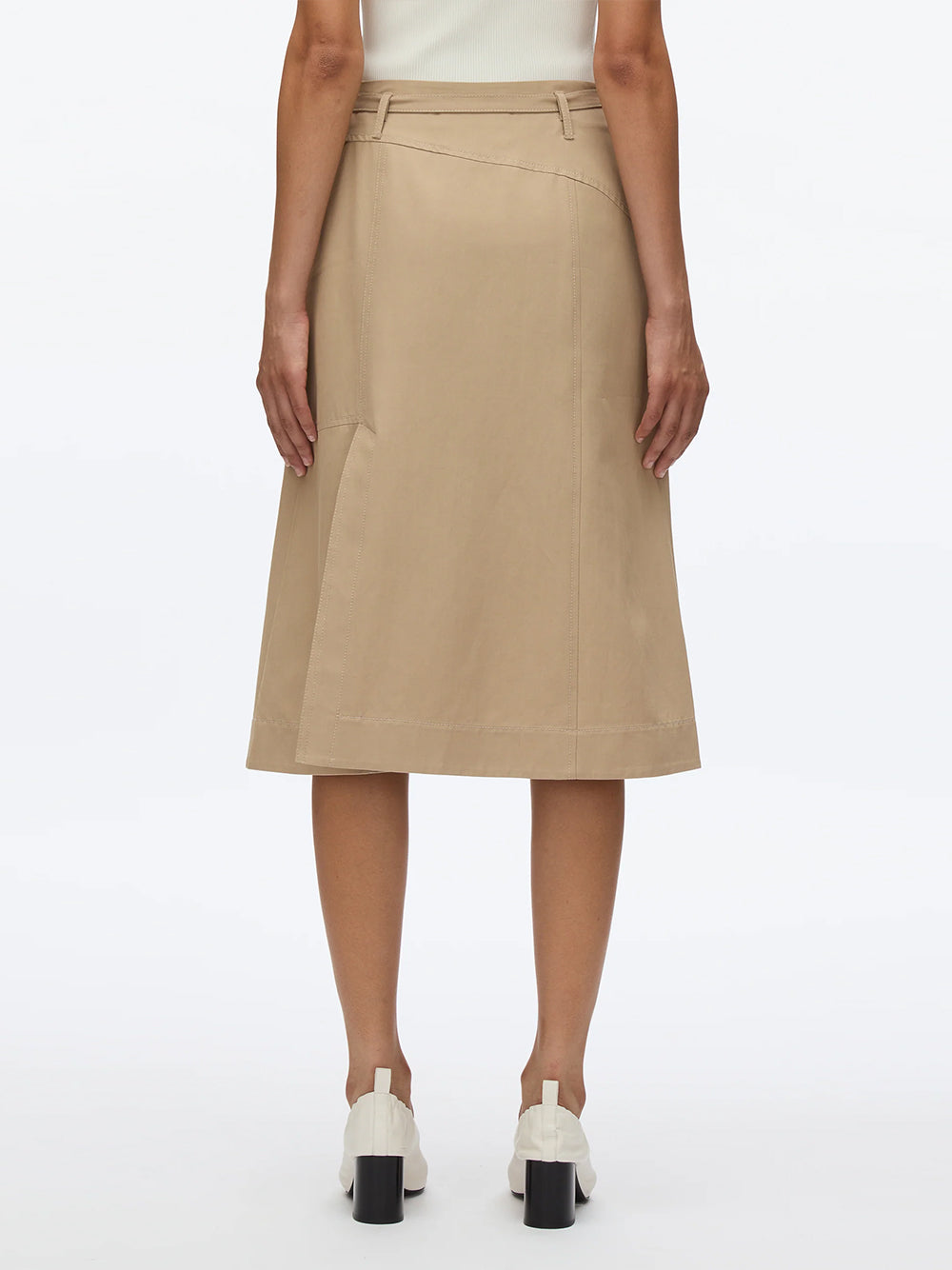 Utility Skirt With Zip Chiffon Godet Khaki