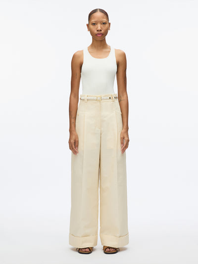 Pleated Wide Leg Trouser Gardenia