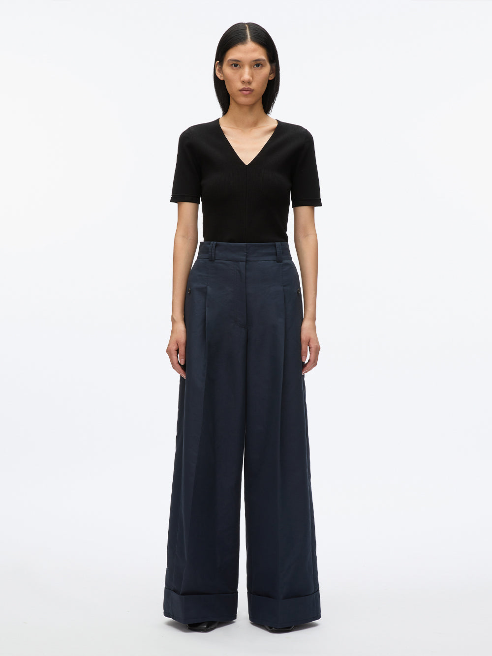 Pleated Wide Leg Trouser Midnight