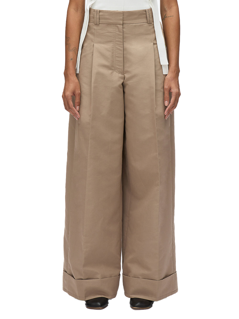 Pleated Wide Leg Trouser Stone Grey