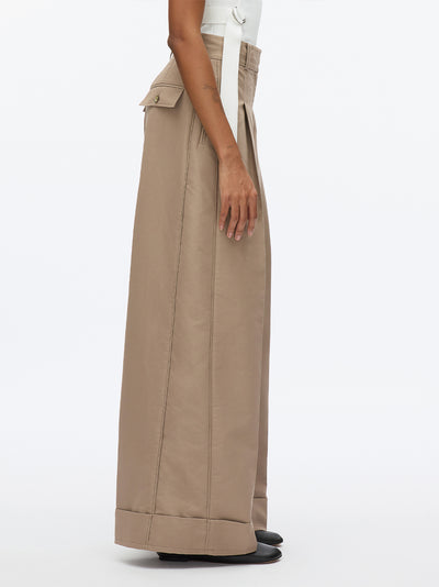 Pleated Wide Leg Trouser Stone Grey