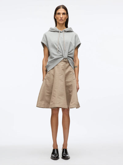 Hoodie Dress with Flounce Skirt Grey Melange-Stone Grey