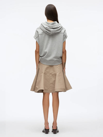 Hoodie Dress with Flounce Skirt Grey Melange-Stone Grey