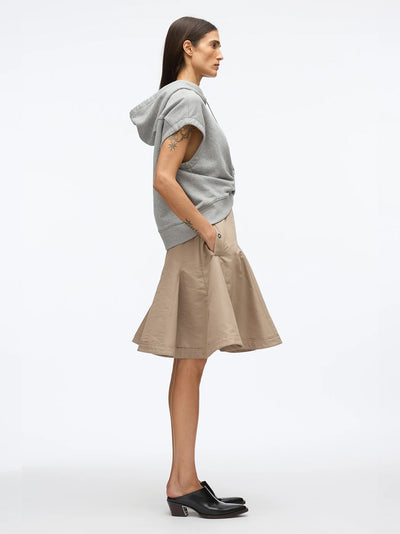 Hoodie Dress with Flounce Skirt Grey Melange-Stone Grey