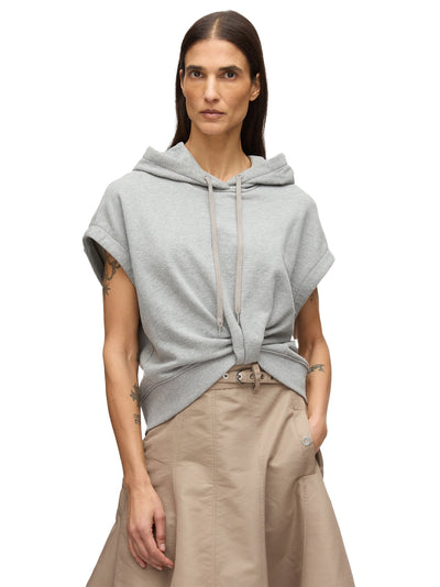 Hoodie Dress with Flounce Skirt Grey Melange-Stone Grey