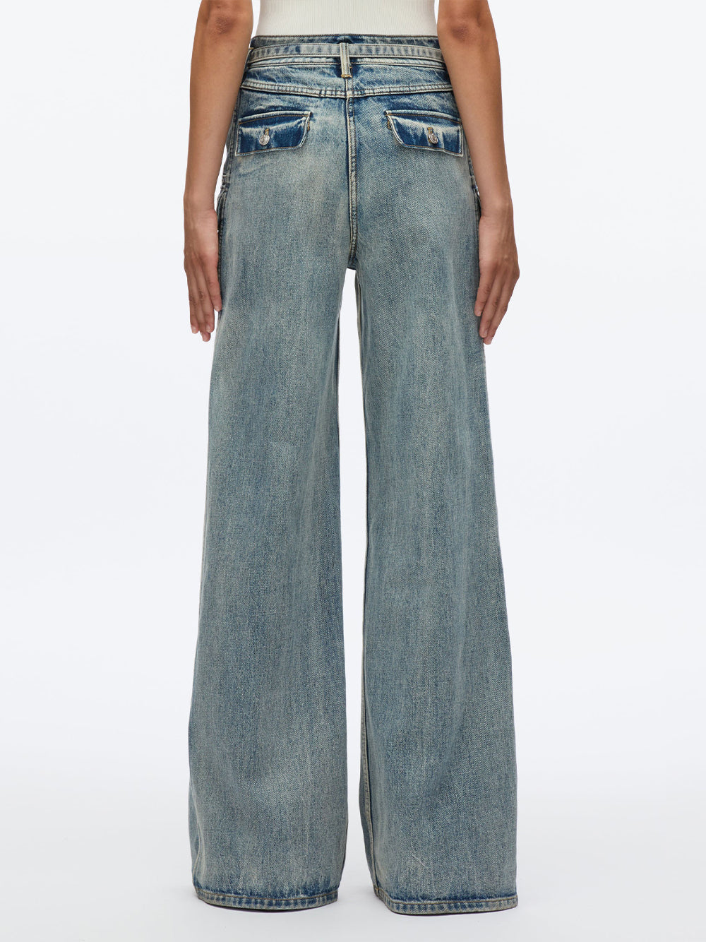 Denim Cargo Wide Leg Bltd Jeans Washed Indigo