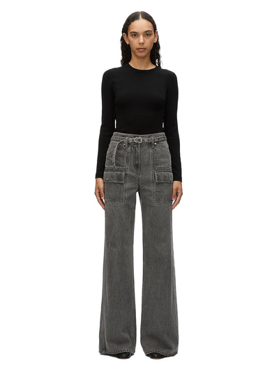 Denim Cargo Wide Leg Bltd Jeans Washed Grey