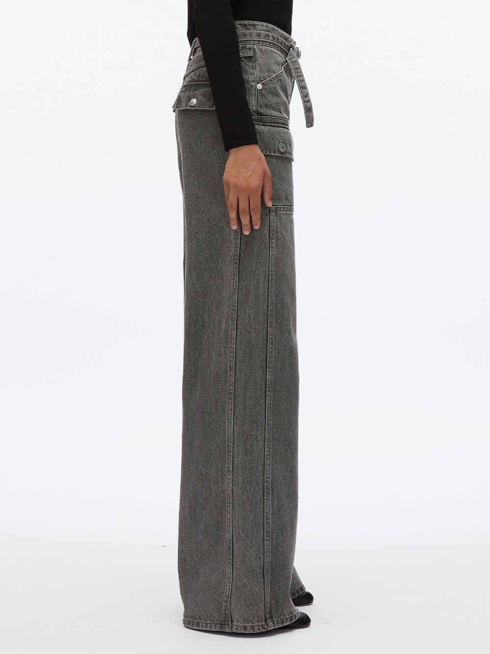 Denim Cargo Wide Leg Bltd Jeans Washed Grey