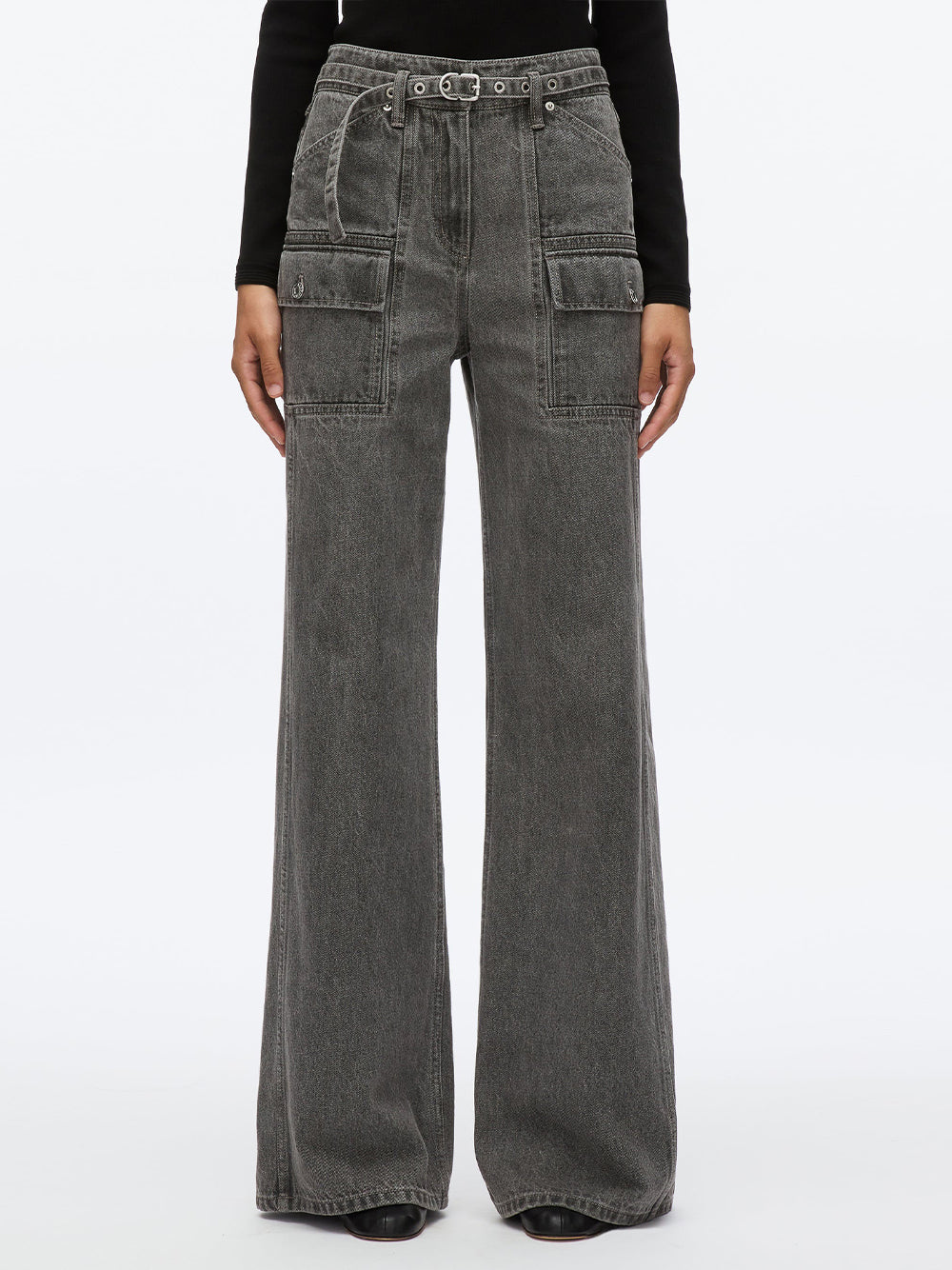 Denim Cargo Wide Leg Bltd Jeans Washed Grey