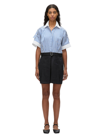 Ss Combo Shirt Drs W Pleated Skirt White-Cement