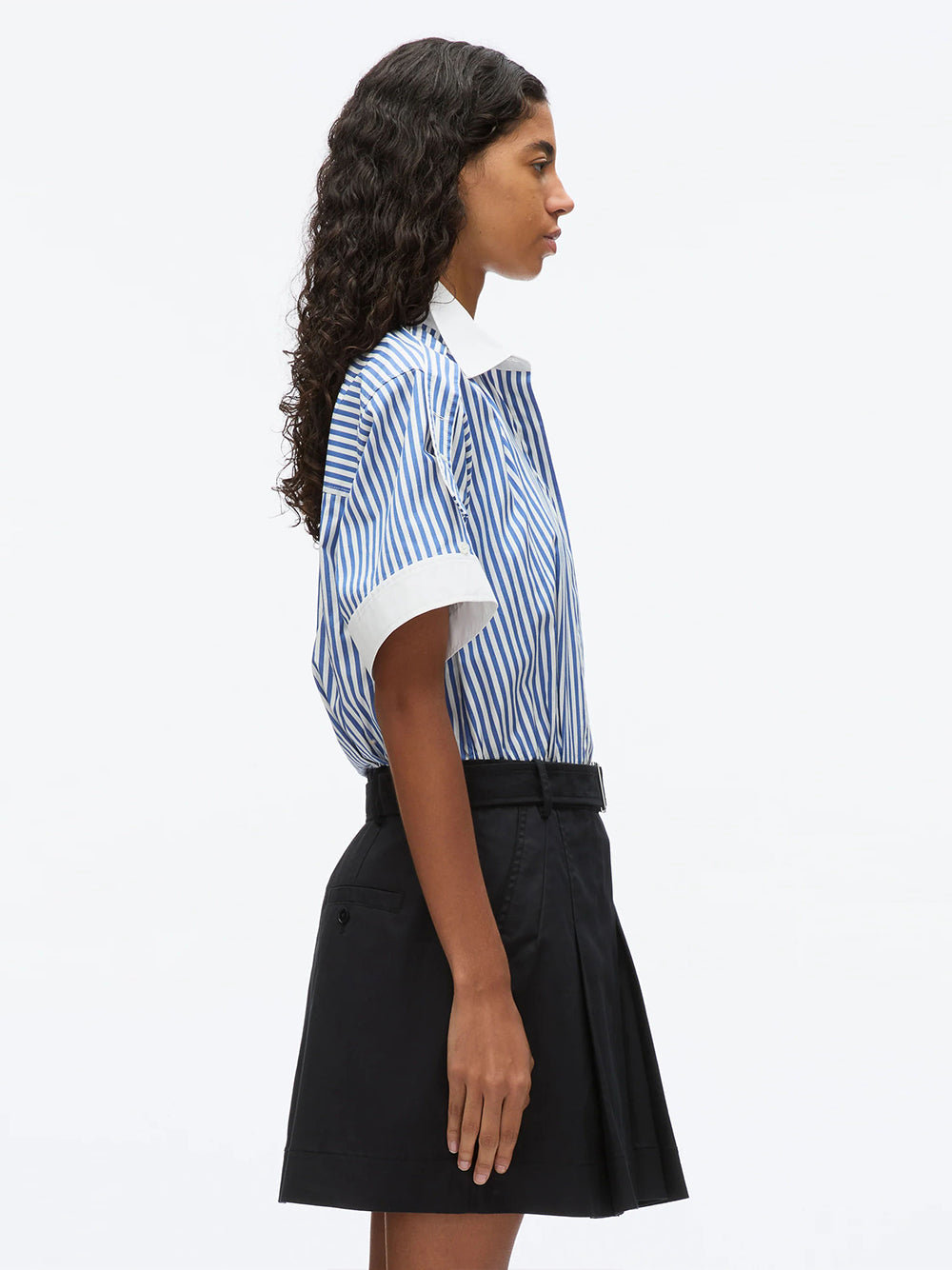 Ss Combo Shirt Drs W Pleated Skirt White-Cement