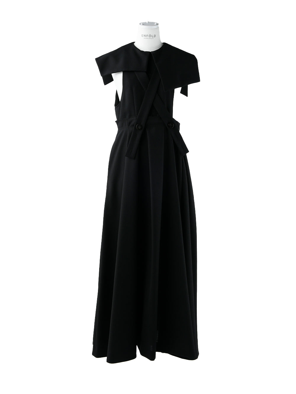 Asymmetry-collar Jumper-skirt (Black)