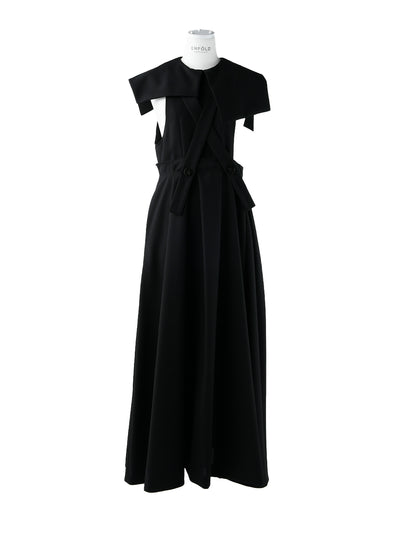 Asymmetry-collar Jumper-skirt (Black)