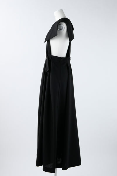 Asymmetry-collar Jumper-skirt (Black)