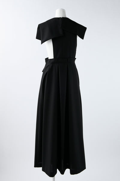 Asymmetry-collar Jumper-skirt (Black)
