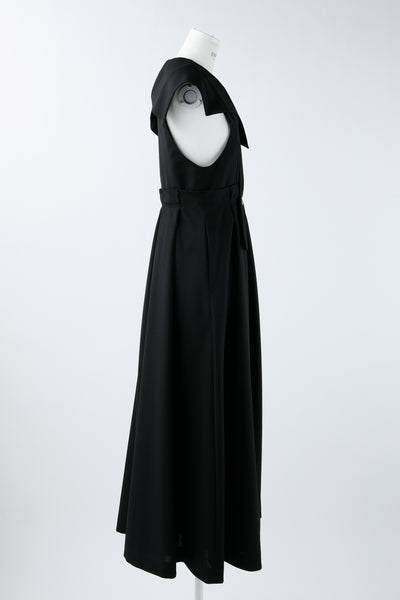 Asymmetry-collar Jumper-skirt (Black)