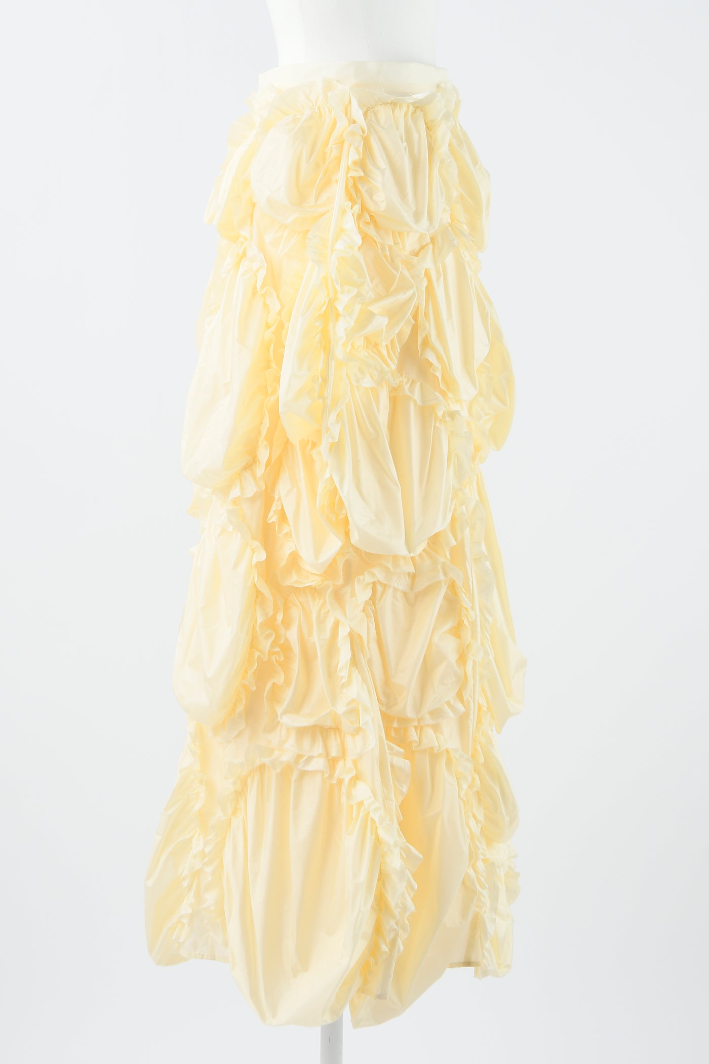 High-waisted Ruffled Midi Skirt (Off white)