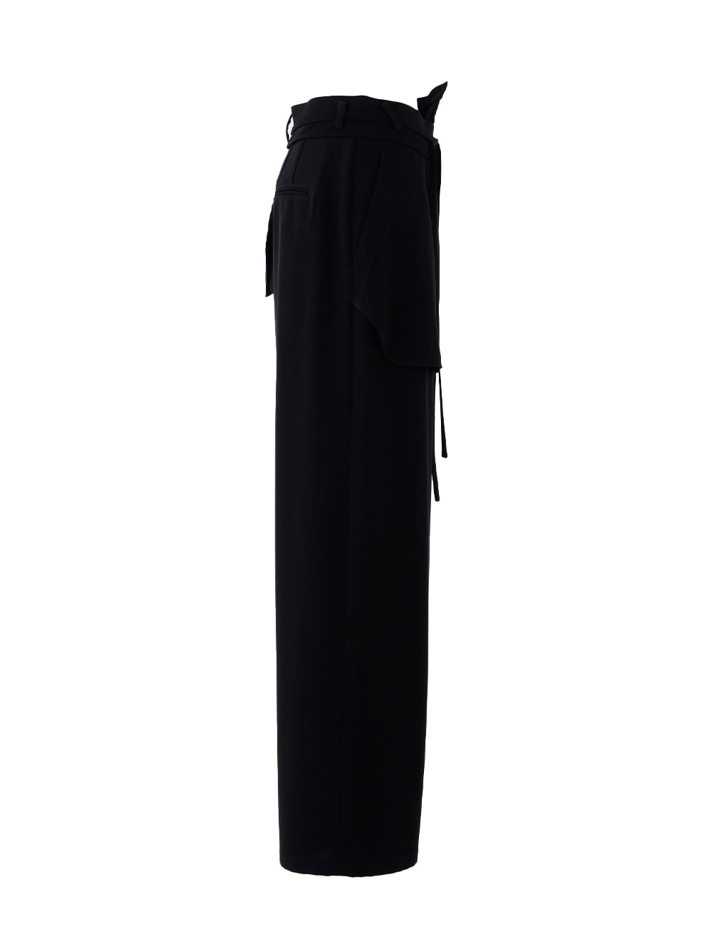 Belt Wide Asymmetrical Trousers (Black)