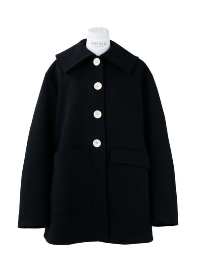 Flat-Collar Silhouette Coat (Black)