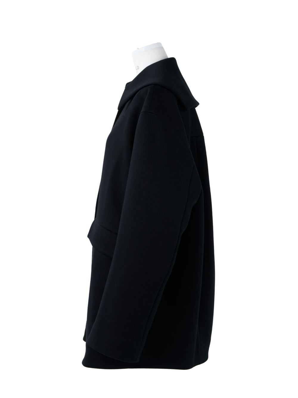Flat-Collar Silhouette Coat (Black)