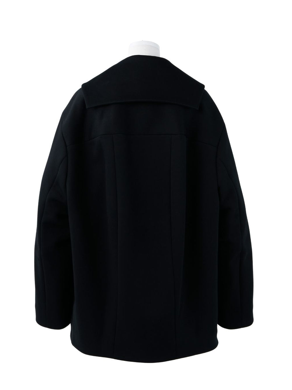 Flat-Collar Silhouette Coat (Black)