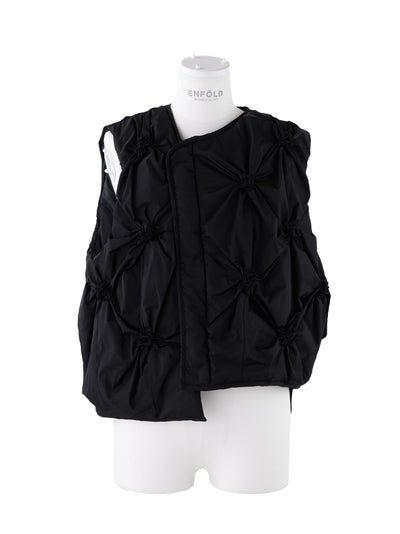 Flower Gathered Vest (Black)