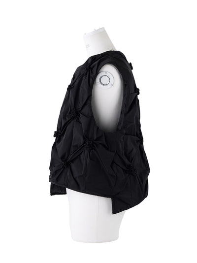 Flower Gathered Vest (Black)